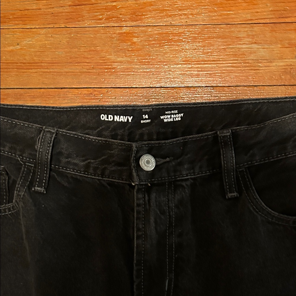 Old Navy Washed Black Jeans Baggy Wide Leg Women’s Size 14 Short - Picture 2 of 9